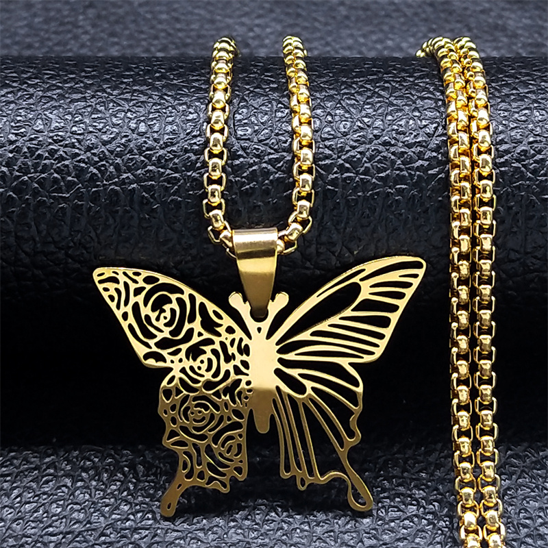 Butterfly Clasp Deployant - Collana con Ciondolo Estetico a Forma