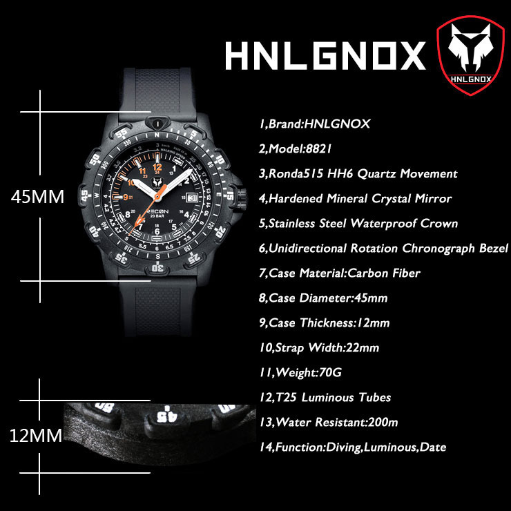 Hnlgnox Orologio da pilota da  - Rubber Strap Diver recensione e prezzo